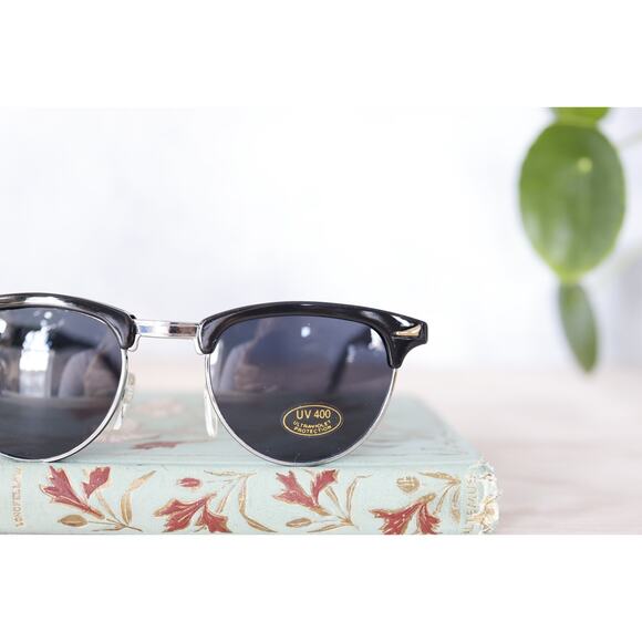 Vintage 1990s Y2K Clubmaster Cat Eye Style Sunglasses NOS Preppy Academia - Picture 3 of 8